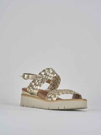 Sandali zeppa tacco 3cm pelle oro