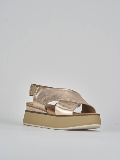 Sandali zeppa tacco 4cm pelle bronzo