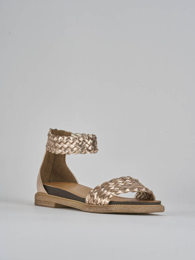 Sandali tacco 1cm pelle bronzo