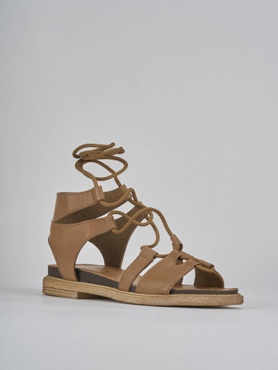 Sandali tacco 1cm pelle marrone