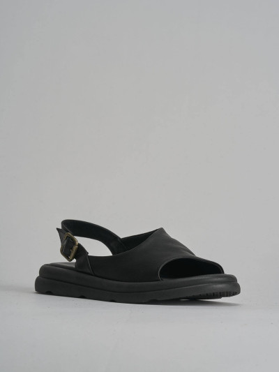 Sandali zeppa tacco 3cm pelle nero