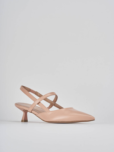 Décolleté e slingback tacco 5cm pelle rosa