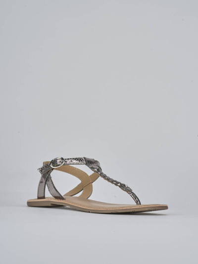 Sandali tacco 1cm pelle argento