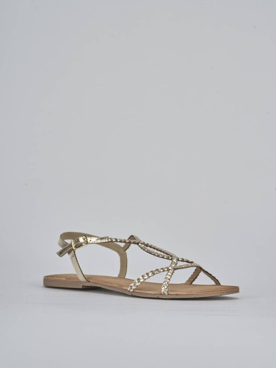 Sandali tacco 1cm pelle oro