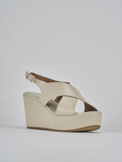 Sandali zeppa tacco 8cm pelle bianco