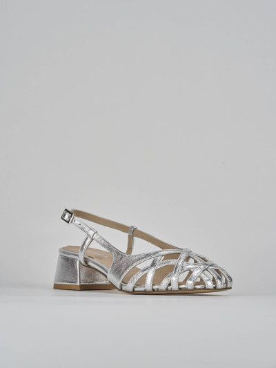 Sandalo tacco 5 cm argento pelle