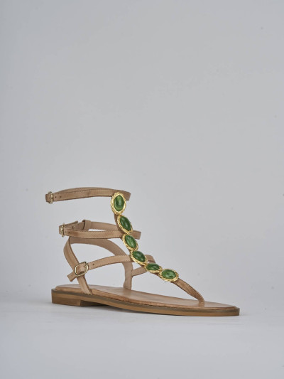 Sandali tacco 1cm pelle beige