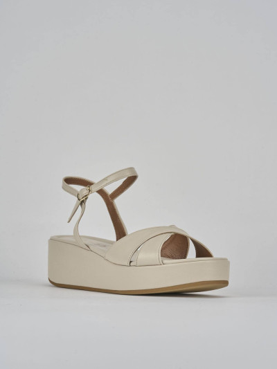 Sandali zeppa tacco 4cm pelle bianco