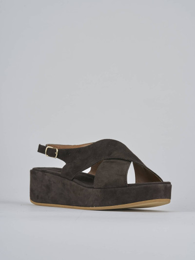 Sandali zeppa tacco 4cm camoscio testa