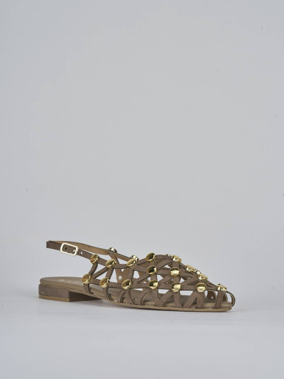 Sandalo tacco 1 cm testa camoscio