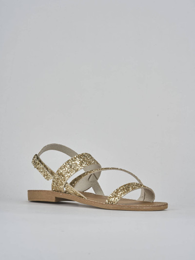 Sandali tacco 1cm glitter oro