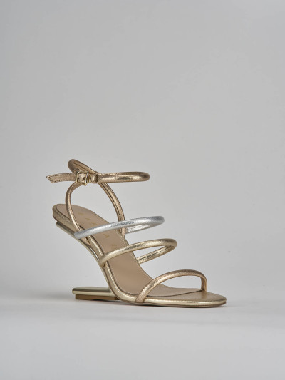 Sandali tacco 9cm pelle oro