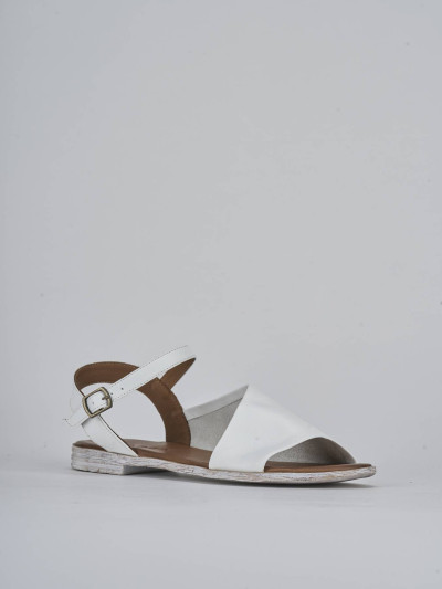 Sandalo tacco 1 cm bianco pelle