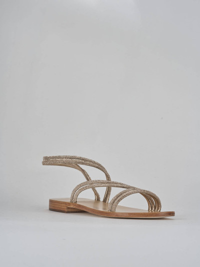 Sandali tacco 1cm pelle oro