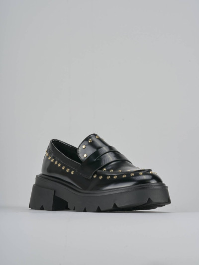 Mocassini tacco 2cm pelle nero