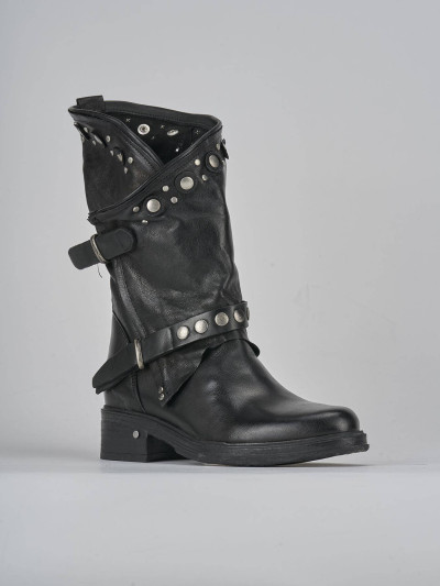 Stivaletti tacco 3cm pelle nero