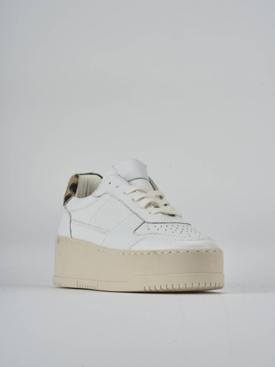 Sneakers tacco 3cm pelle bianco