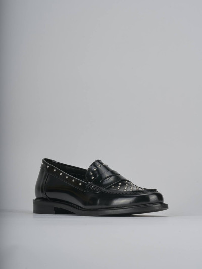 Mocassini tacco 1cm pelle nero