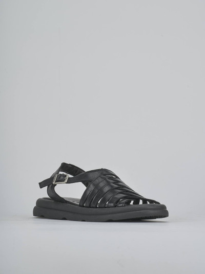 Sandalo zeppa 3 cm nero pelle