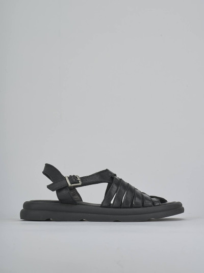 Sandalo zeppa 3 cm nero pelle