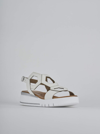 Sandali zeppa tacco 3cm pelle bianco