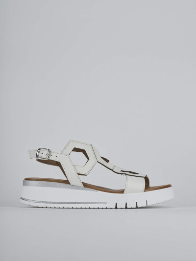 Sandali zeppa tacco 3cm pelle bianco