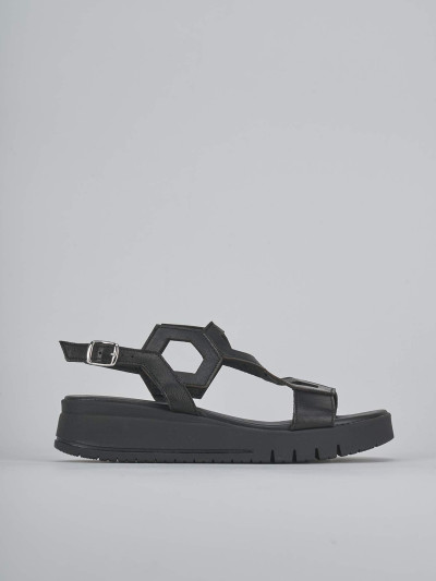 Sandali zeppa tacco 3cm pelle nero