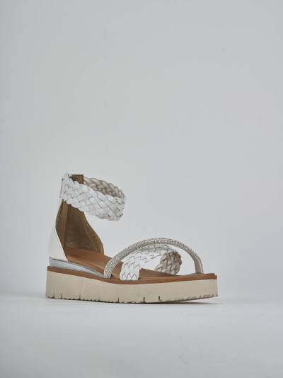 Sandali zeppa tacco 2cm pelle bianco