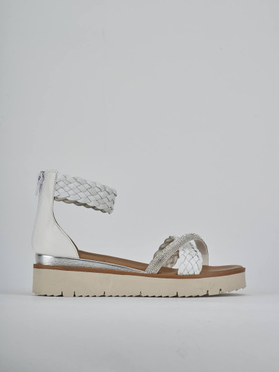 Sandali zeppa tacco 2cm pelle bianco