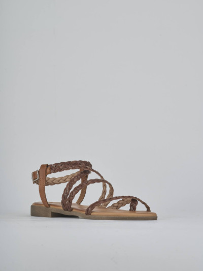 Sandali tacco 1cm pelle marrone