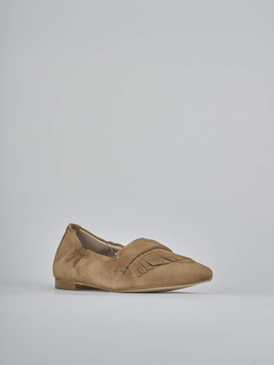 Mocassini tacco 1cm camoscio marrone