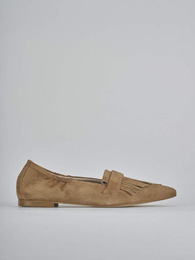 Mocassini tacco 1cm camoscio marrone