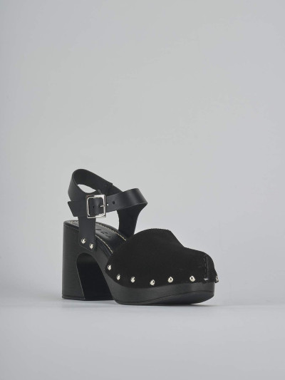 Sandali tacco 9cm camoscio nero