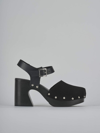 Sandali tacco 9cm camoscio nero