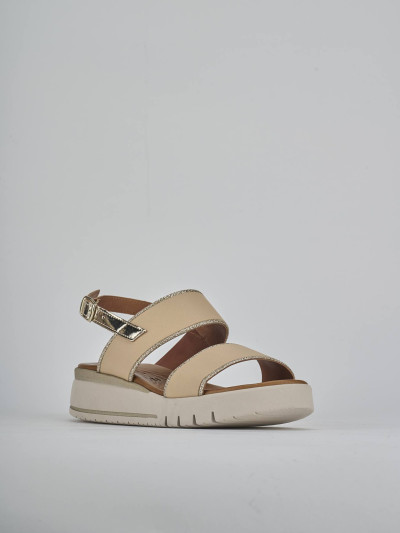 Sandali zeppa tacco 3cm pelle beige
