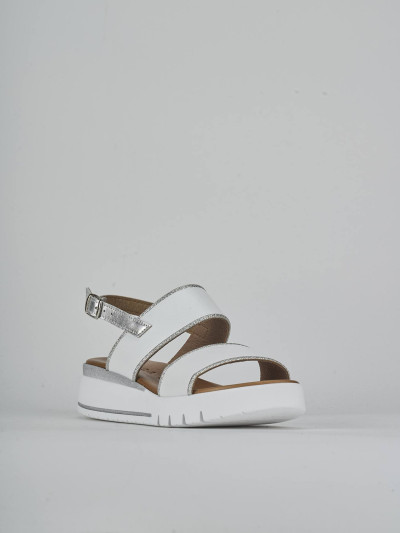 Sandali zeppa tacco 3cm pelle bianco