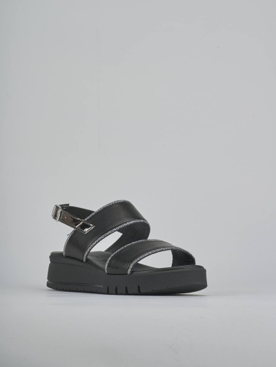 Sandali zeppa tacco 3cm pelle nero