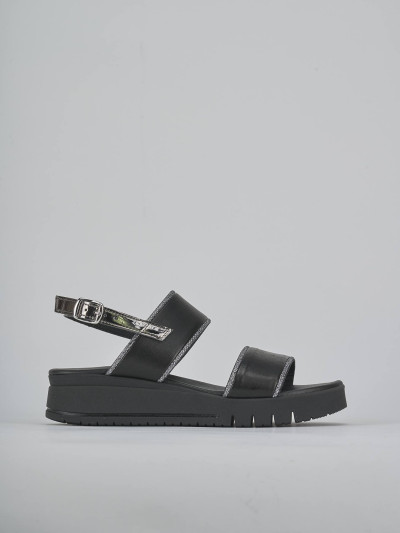Sandali zeppa tacco 3cm pelle nero