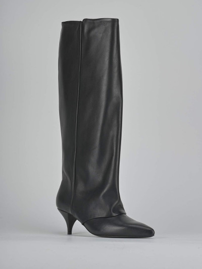 Stivali tacco 5cm pelle nero