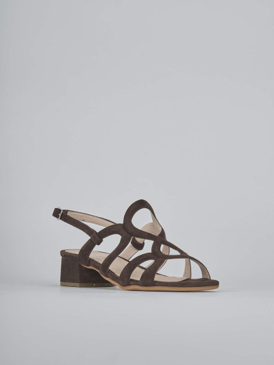 Sandali tacco 3cm camoscio testa