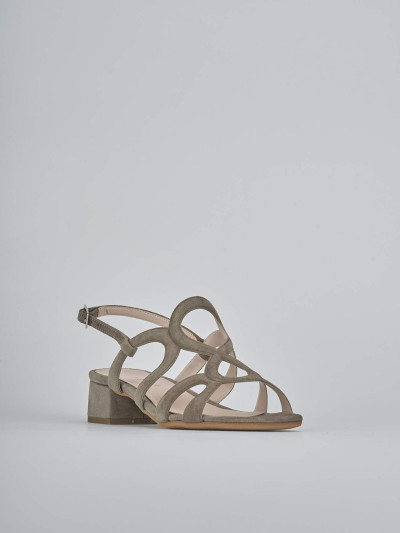 Sandali tacco 3cm camoscio beige