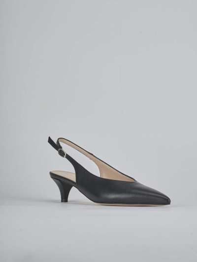 Décolleté e slingback tacco 5cm pelle nero