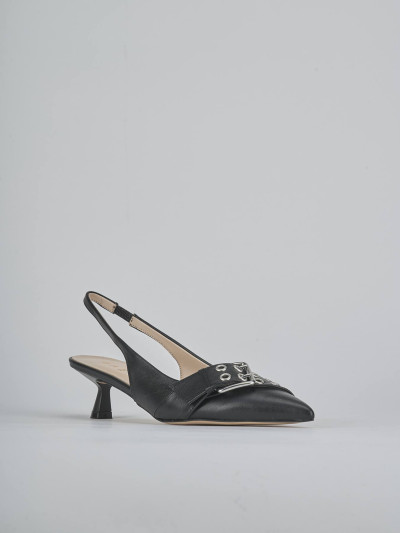 Décolleté e slingback tacco 5cm pelle nero