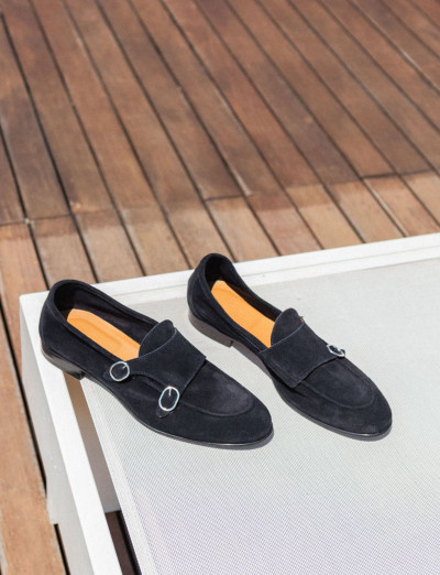 Mocassini camoscio blu
