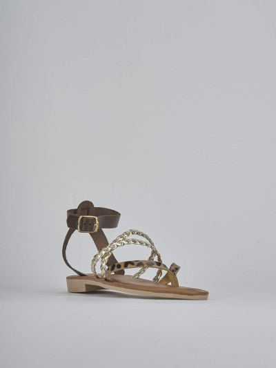 Sandali tacco 1cm pelle multicolor