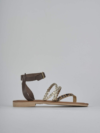 Sandali tacco 1cm pelle multicolor