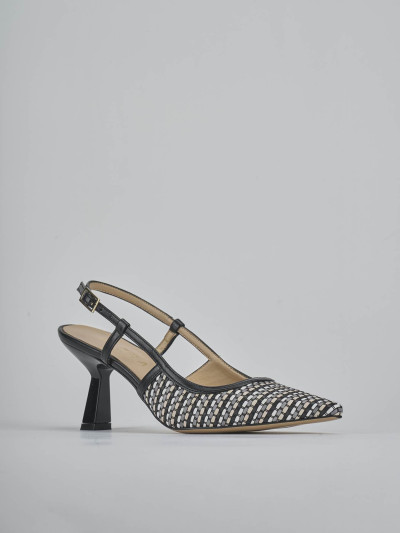 Décolleté e slingback tacco 7cm pelle nero