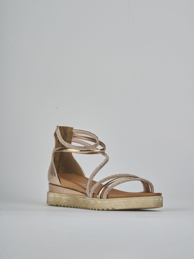 Sandali tacco 2cm pelle bronzo