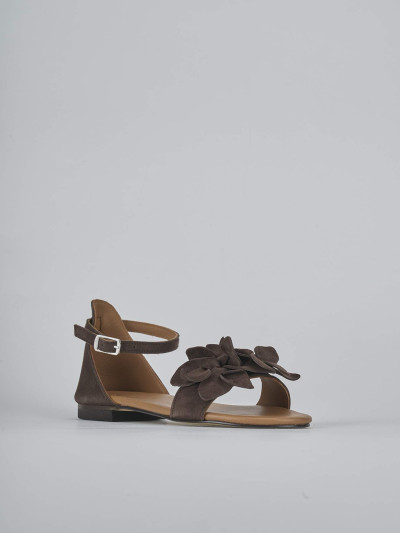 Sandalo tacco 1 cm testa camoscio