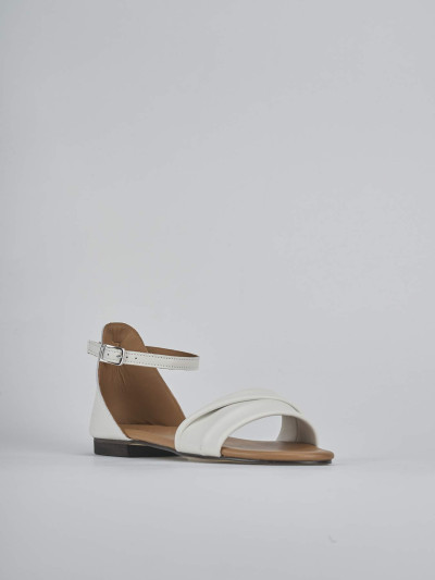 Sandalo tacco 1 cm bianco pelle